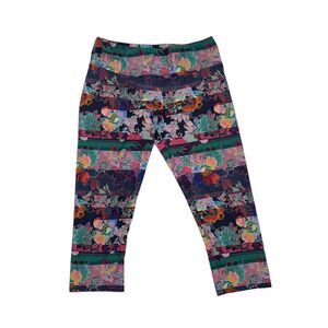 Onzie Flow Leggings Size M/L Women's Colorful Print Floral Crop Yoga Fitness